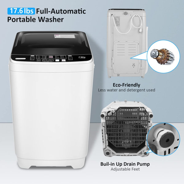 Homdox 2.3 Cu. Ft. High Efficiency Washing Machine with Drain Pump, 10